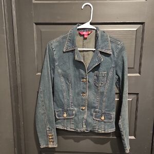 SO Women's Blue Denim Jacket with Gold Accents